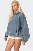 Edikted Marney Oversized Studded Denim Hoodie