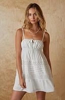 Your Favorite Tie Front Eyelet Babydoll Mini Dress