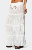 Edikted Tai Embroidered Tiered Maxi Skirt