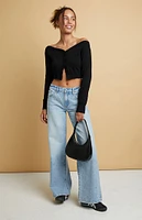 Beverly and Beck Isabela Off-The-Shoulder Cropped Cardigan