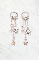 LA Hearts Silver Star Charm Dangle Earrings