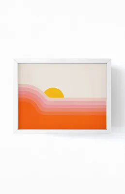Pink Sun Walnut Framed Mini Art Print