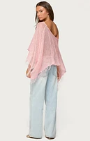 Edikted Sequin Fringe Knit Poncho