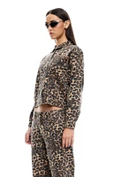 LIONESS Leopard Carmela Denim Jacket