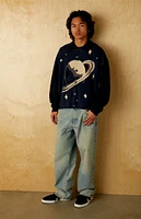 PacSun Navy Space Button-Up Polo Cardigan