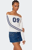 Edikted '90s Off Shoulder Long Sleeve T-Shirt