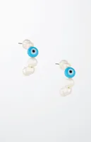 Evil Eye Pearl & Hoop Earrings