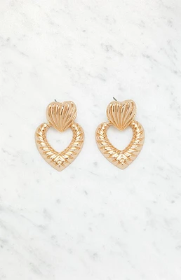 LA Hearts Ribbed Heart Drop Earrings