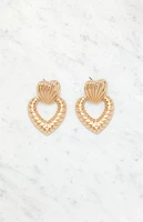 LA Hearts Ribbed Heart Drop Earrings