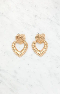 LA Hearts Ribbed Heart Drop Earrings