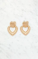 LA Hearts Ribbed Heart Drop Earrings