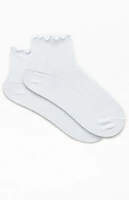 John Galt White Ruffle Ankle Socks