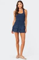 Edikted Scrunchy Ruffled Eyelet Mini Dress