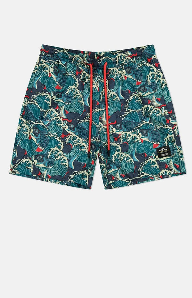 WeSC America Inc Zack Koi AOP 5" Swim Trunks