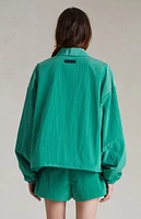 Fear of God Essentials Women's Mint Leaf Crinkle Nylon Shell Bomber Jacket