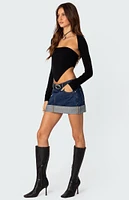 Edikted Off Duty Folded Denim Mini Skirt