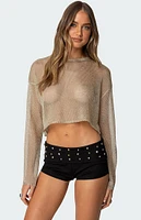 Edikted Aviva Cropped Metallic Knit Top