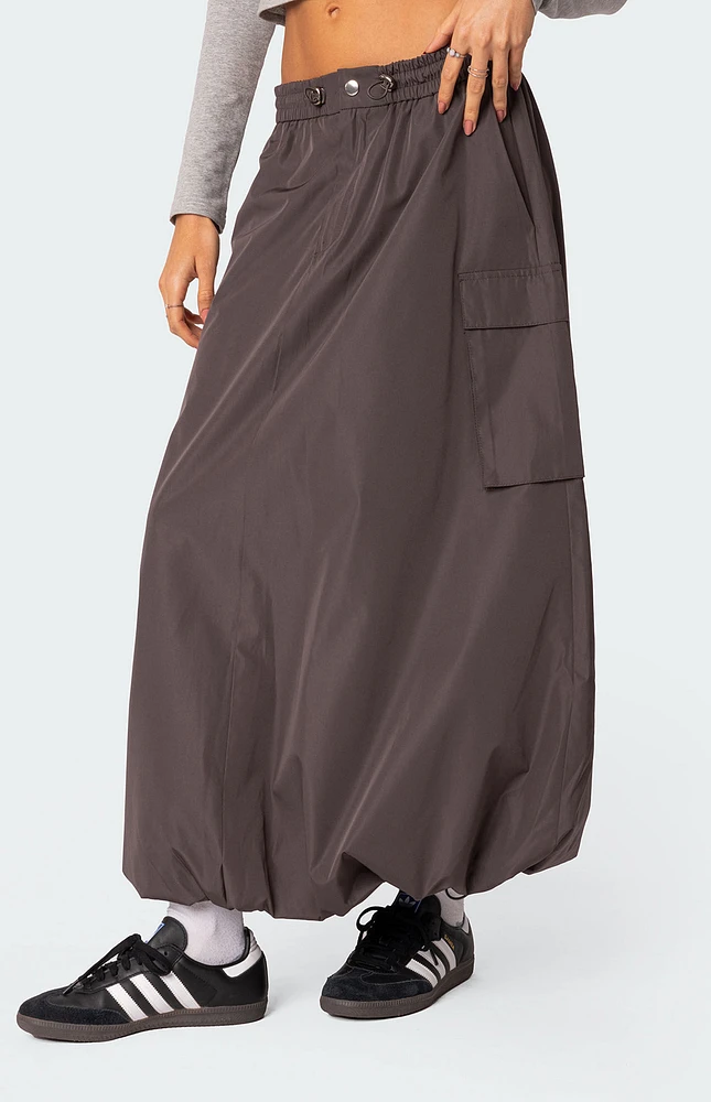 Edikted Bubble Cargo Nylon Maxi Skirt