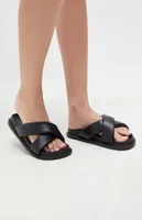 Women's Crisscross Faux Leather Slide Sandals