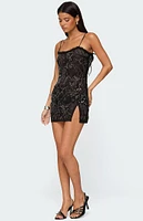 Edikted Romey Beaded Chiffon Mini Dress