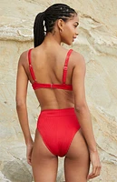 Cupshe Red Paneled Underwire Bralette Bikini Top