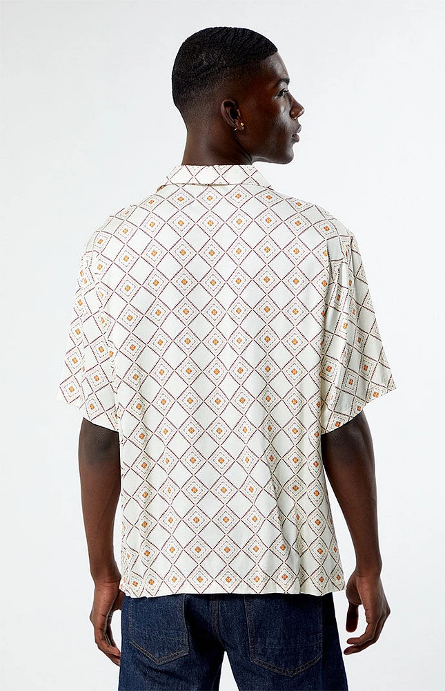 PacSun Cream Satin Oversized Camp Shirt