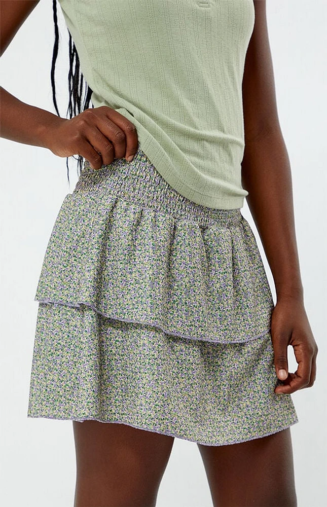 Pacsun Kids Floral Tiered Scrunch Mini Skirt