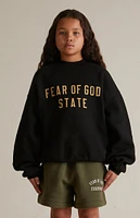 Fear of God Essentials Kids Black Fleece Crew Neck Sweatshirt