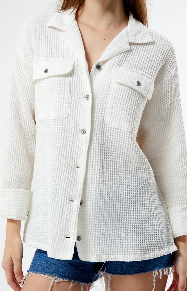 Camille Waffle Knit Button Down Shirt