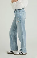 PacSun Jordyn Light Indigo Ripped Low Rise Straight Leg Jeans