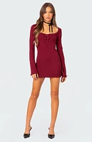 Edikted Krista Lacey Knit Mini Dress