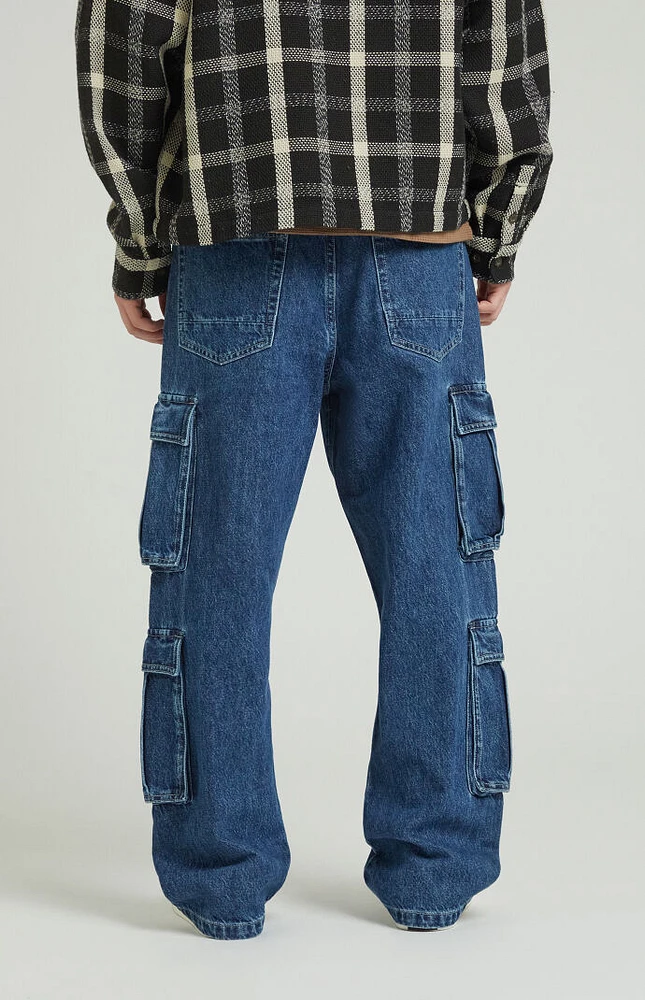 PacSun Dark Indigo Baggy Cargo Jeans