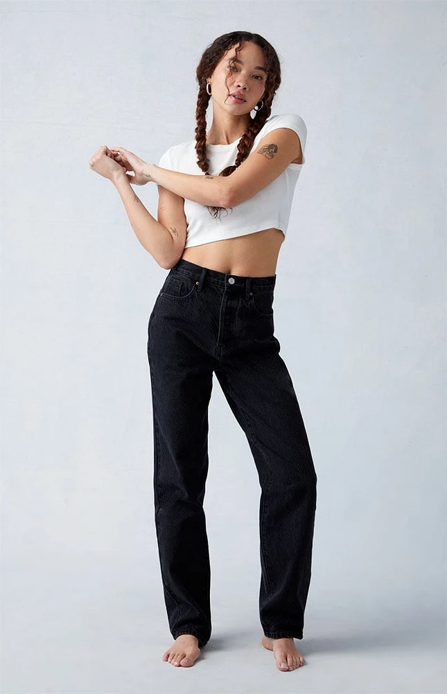 PacSun Eco Black Butt Slit Dad Jeans