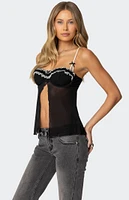 Edikted Cia Sheer Split Front Bra Top