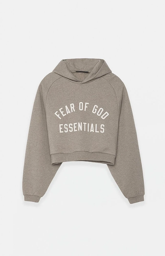 Fear of God Essentials Women's Heather Grey Cropped Hoodie