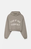 Fear of God Essentials Women's Heather Grey Cropped Hoodie