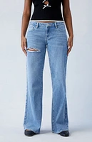 PacSun Medium Indigo Ripped Low Rise Wide Leg Jeans