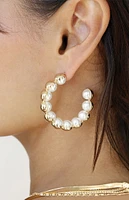 Ettika Pearl Inlay and Gold Hoop Earrings