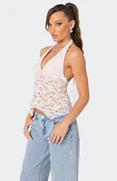 Edikted Esme Sheer Lace Halter Top