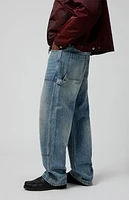 Pacsun Medium Indigo Studded Baggy Carpenter Jeans