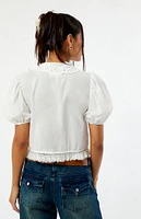 Zemeta Cottage Eyelet Tie Front Top