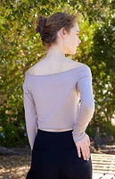 John Galt Mauve Bonnie Long Sleeve Off Shoulder Crop Top