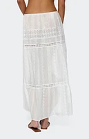 Edikted Embroidered Cotton Lace Slit Maxi Skirt