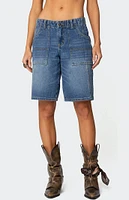 Edikted Tris Low Rise Denim Bermuda Shorts