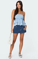 Edikted Linen Look Strapless Peplum Top