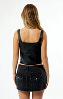 LA Hearts Faux Leather Corset Tank Top