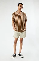 PacSun Brown Striped Camp Shirt