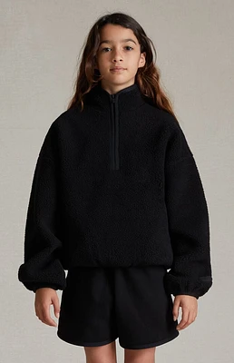 Essentials Jet Black Polar Fleece Half Zip Sweatshirt