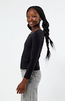 Pacsun Kids Solid Long Sleeve Ribbed Top