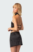Edikted Daina Satin Open-Back Crop Top
